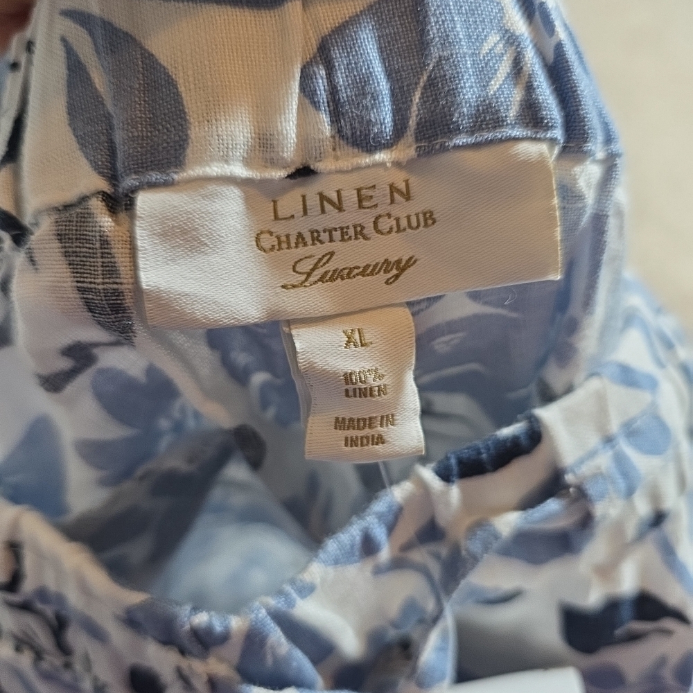 Charter Club Luxury 100% Linen Floral Print Womens Pants Sz XL - Picture 10 of 10